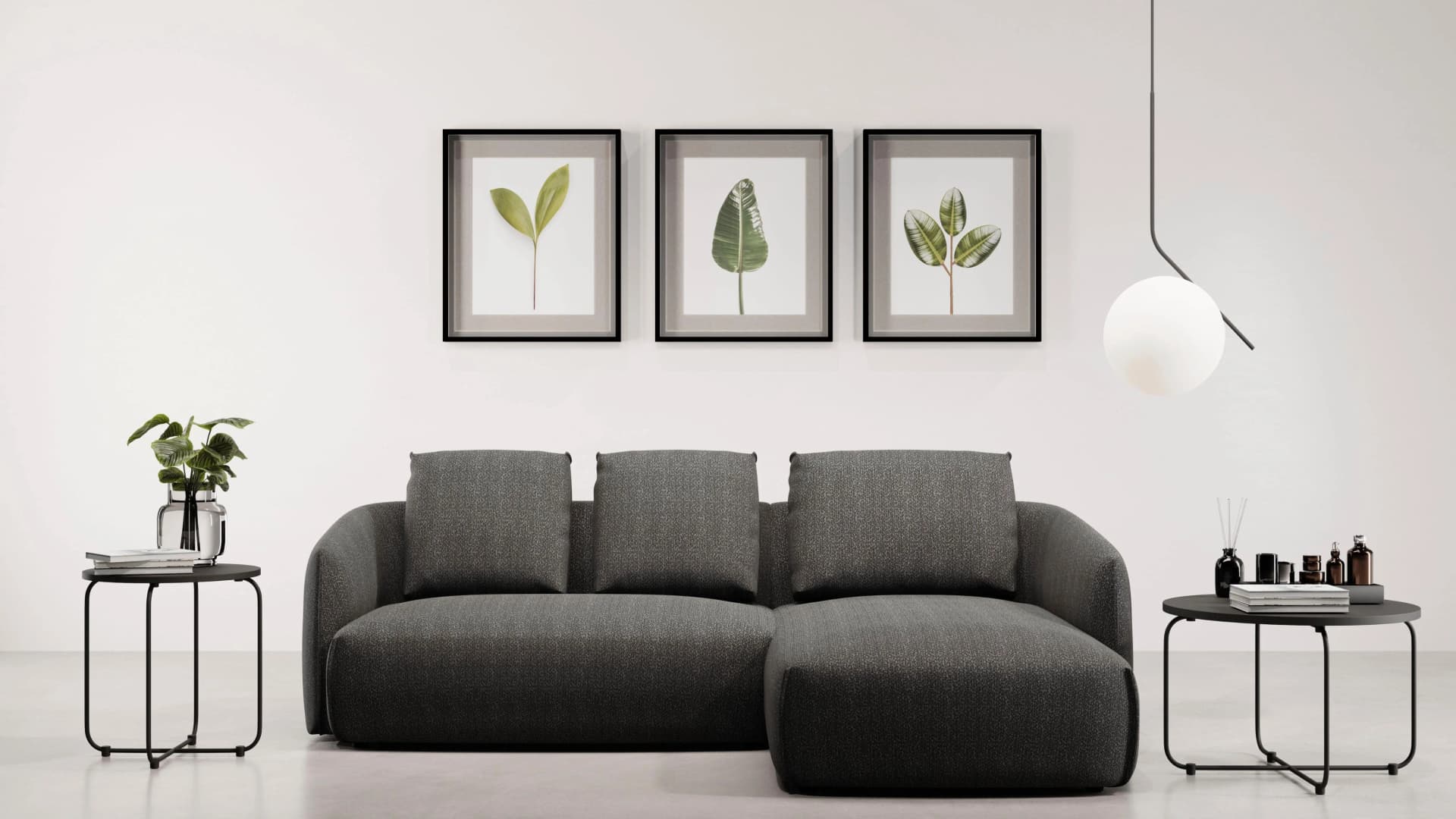 Trendmanufaktur Ecksofa Shawn L-Form Anthrazit mit Recamiere