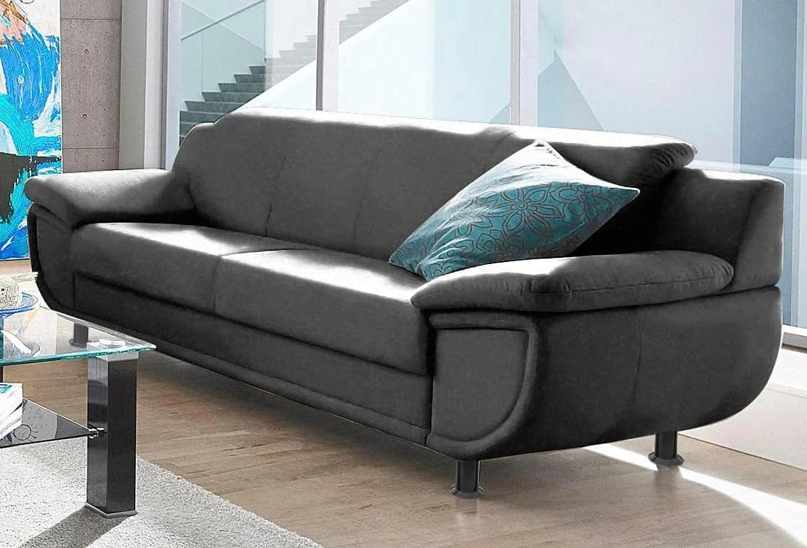 TRENDMANUFAKTUR Rondo 3-Sitzer Sofa Schwarz mit Federkern