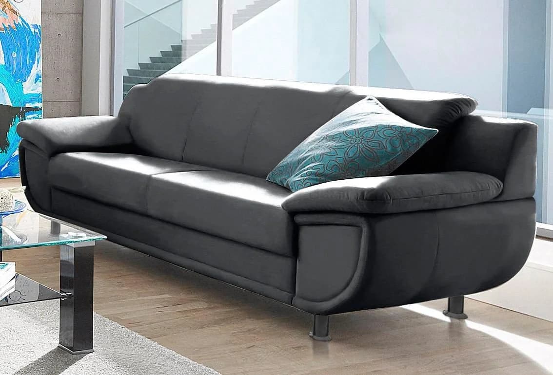 TRENDMANUFAKTUR Rondo 3-Sitzer Sofa Schwarz Kunstleder - Bild 2
