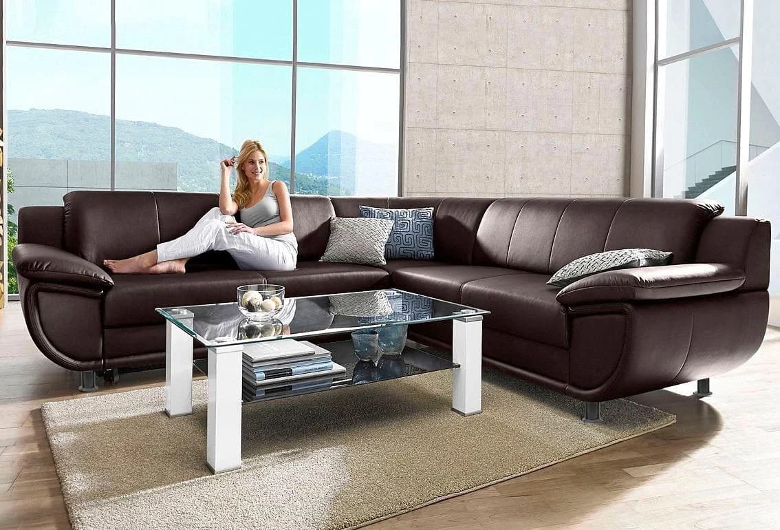 Trendmanufaktur Ecksofa Rondo mit Schlaffunktion und breiten Armlehnen
