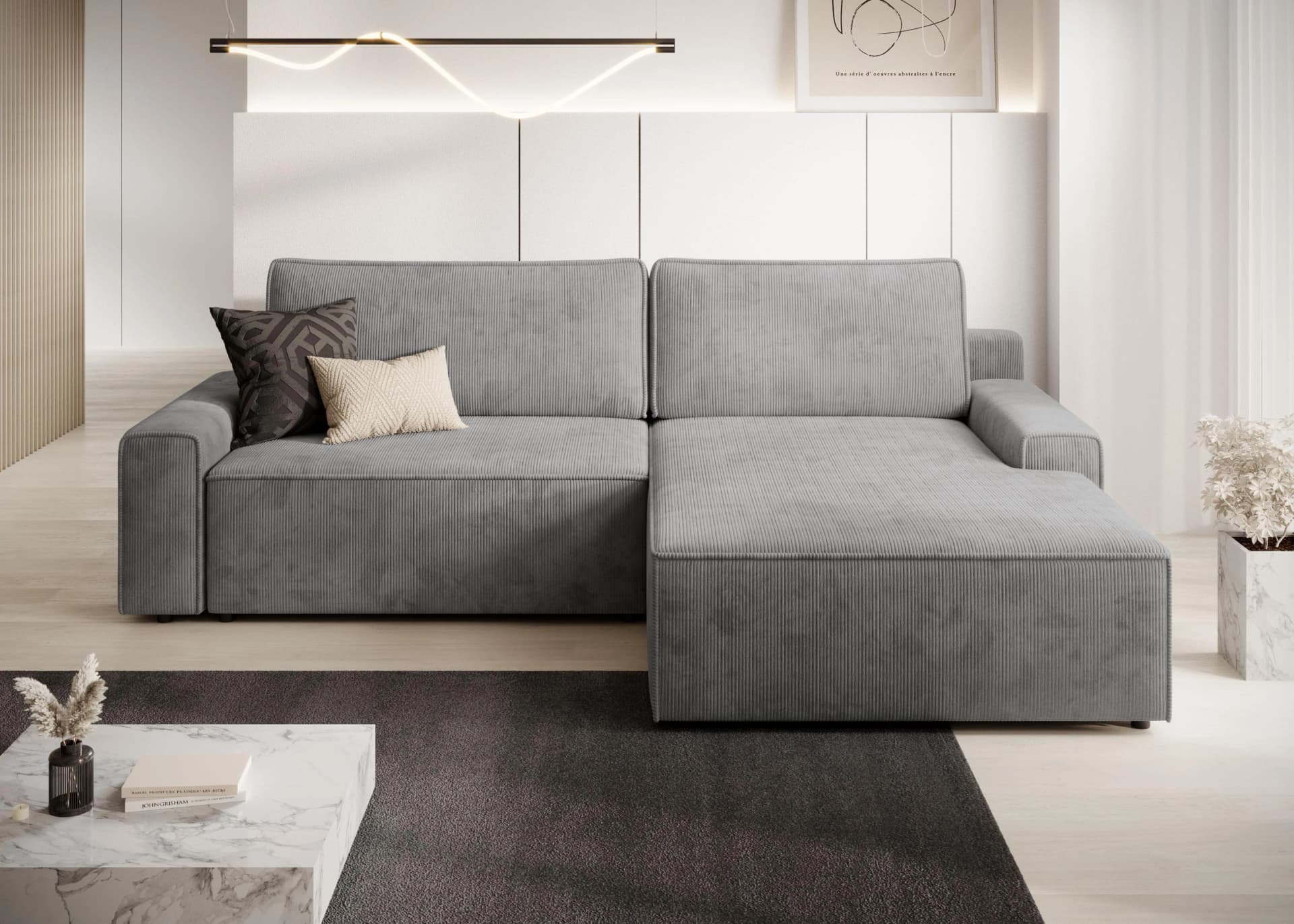 Trendmanufaktur Ecksofa Challenge Grau mit Schlaffunktion und Bettkasten