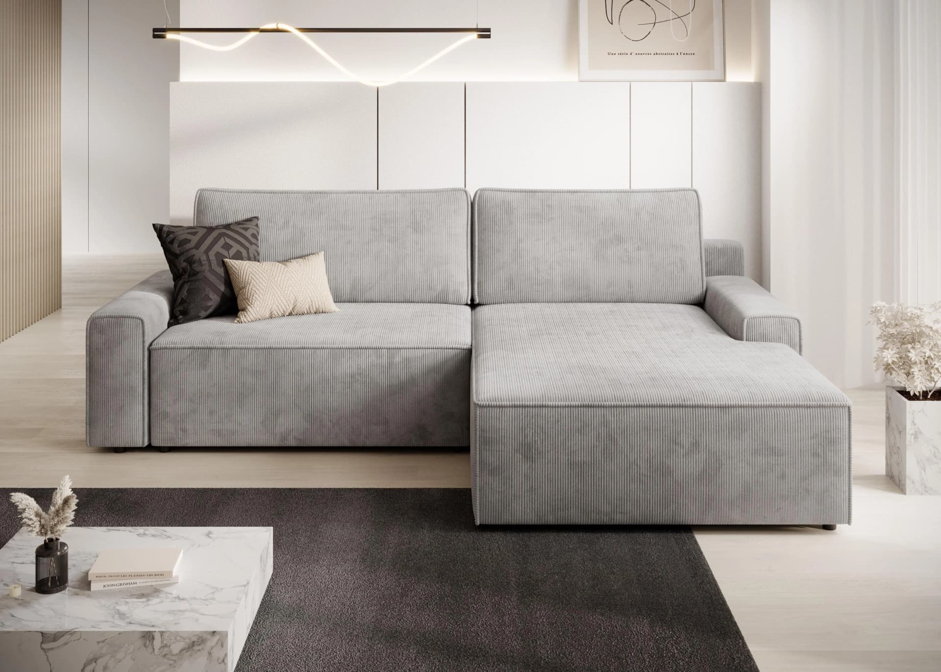 TRENDMANUFAKTUR Challenge Ecksofa L-Form mit Bettkasten Grau