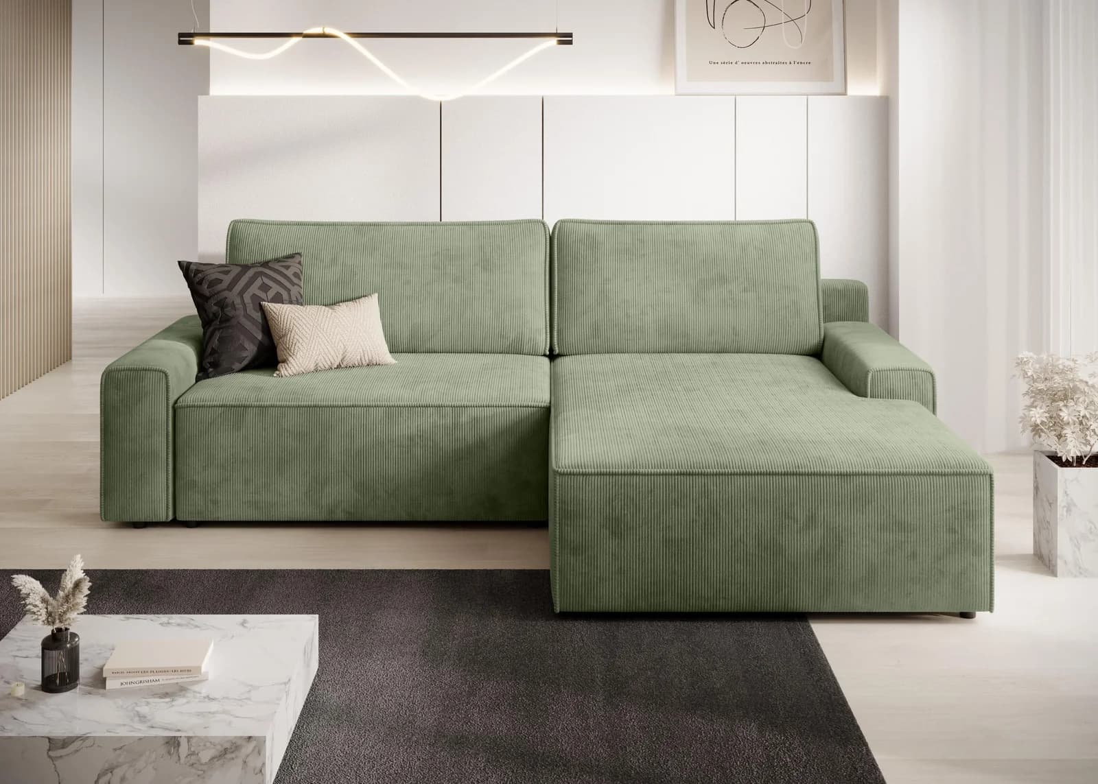 TRENDMANUFAKTUR Challenge Ecksofa mit Bettkasten und Schlaffunktion Grün
