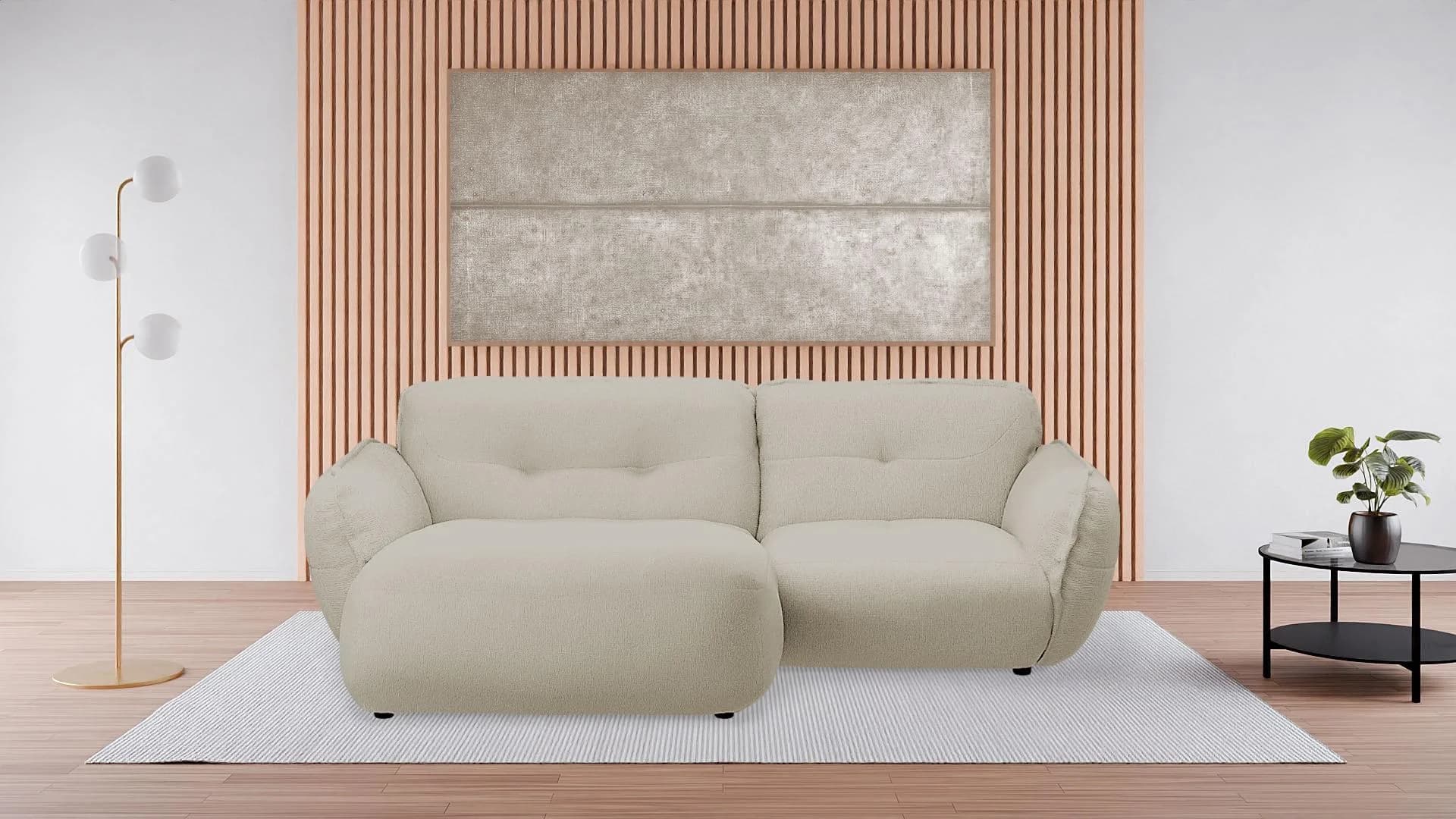 BETYPE Ecksofa Be Fluffy Beige Chenille mit Recamiere