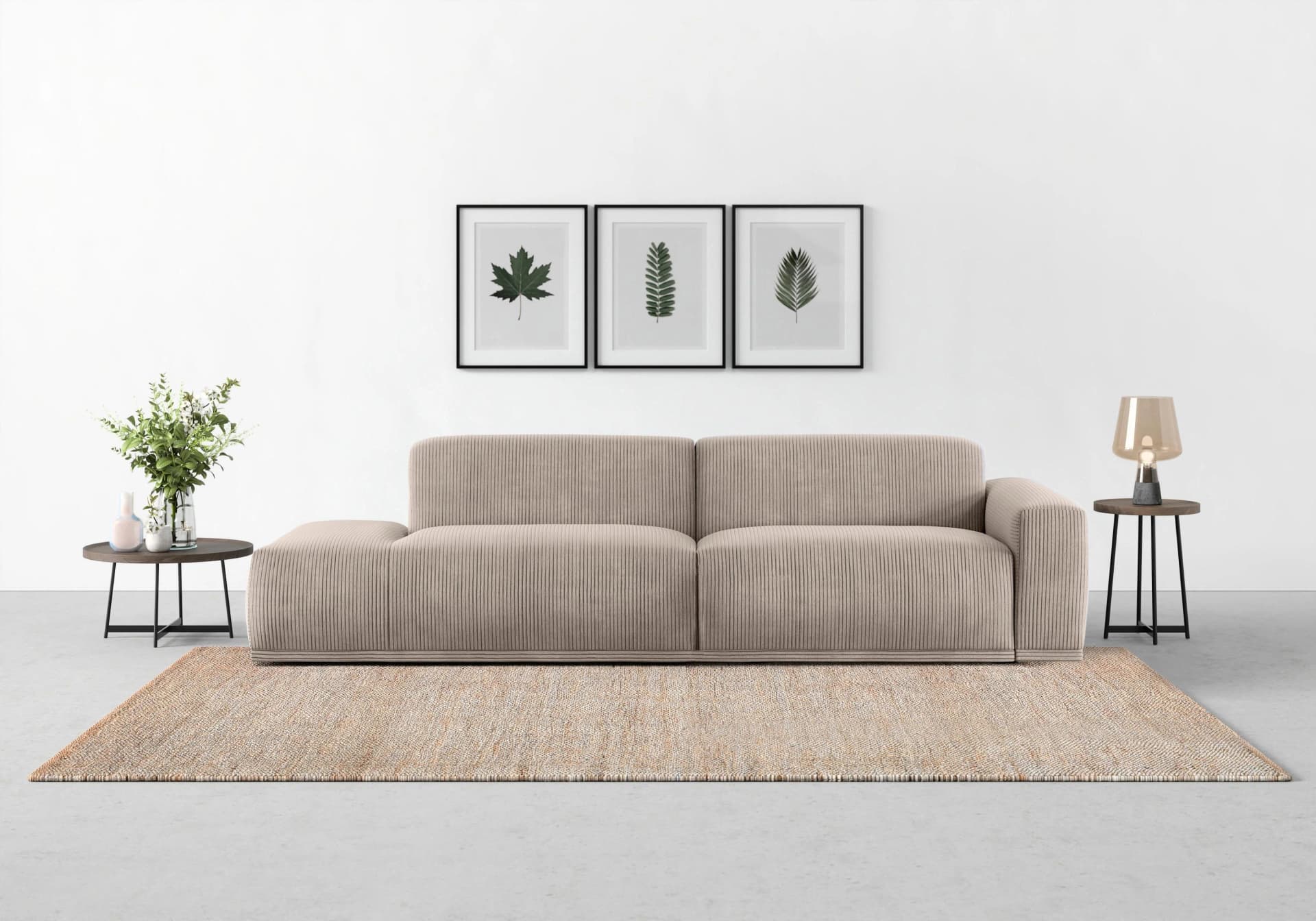 Trendmanufaktur Big-Sofa Braga Beige 4-Sitzer mit Recamiere