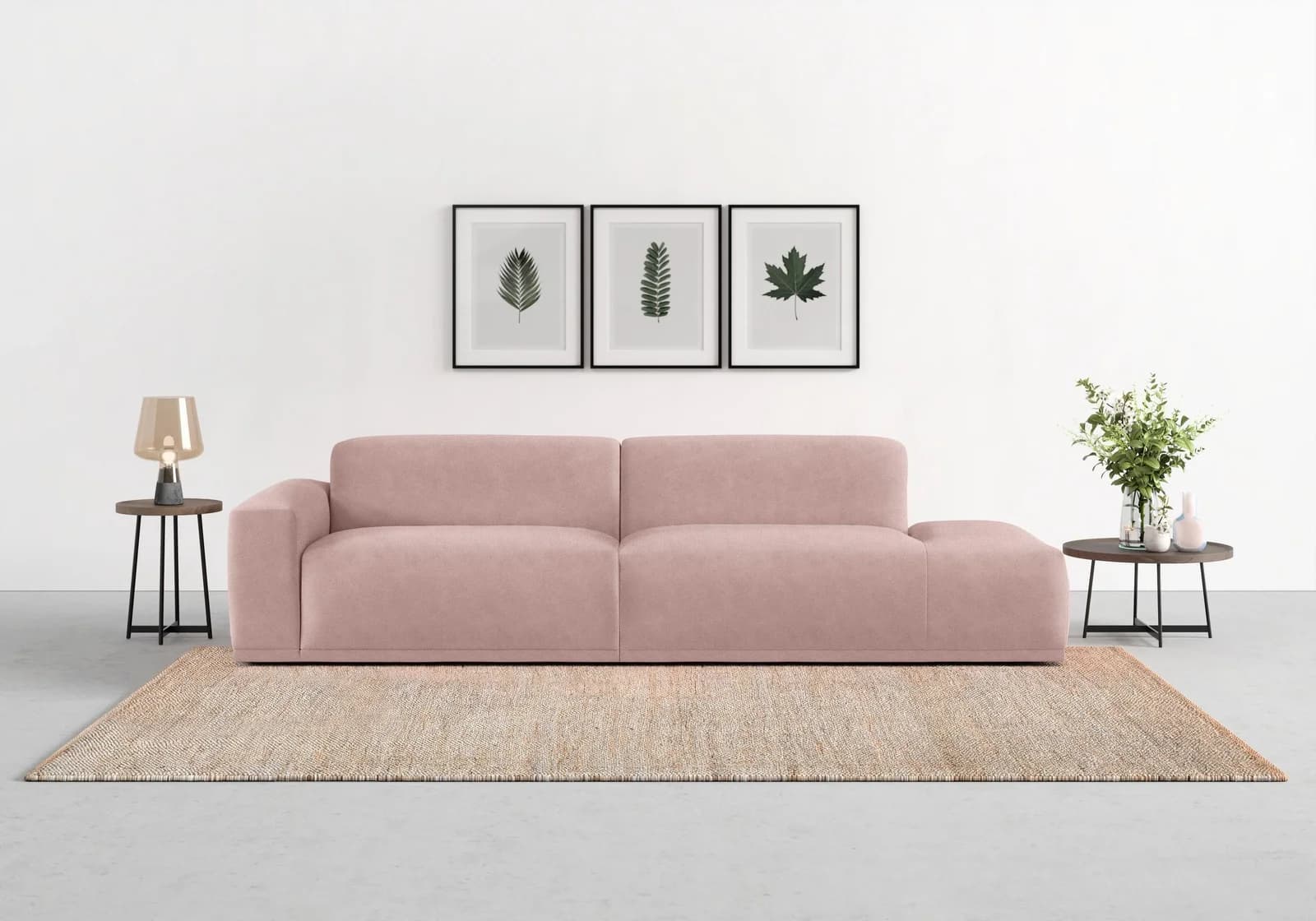 Trendmanufaktur Braga Big-Sofa Lila mit Recamiere und Kaltschaum