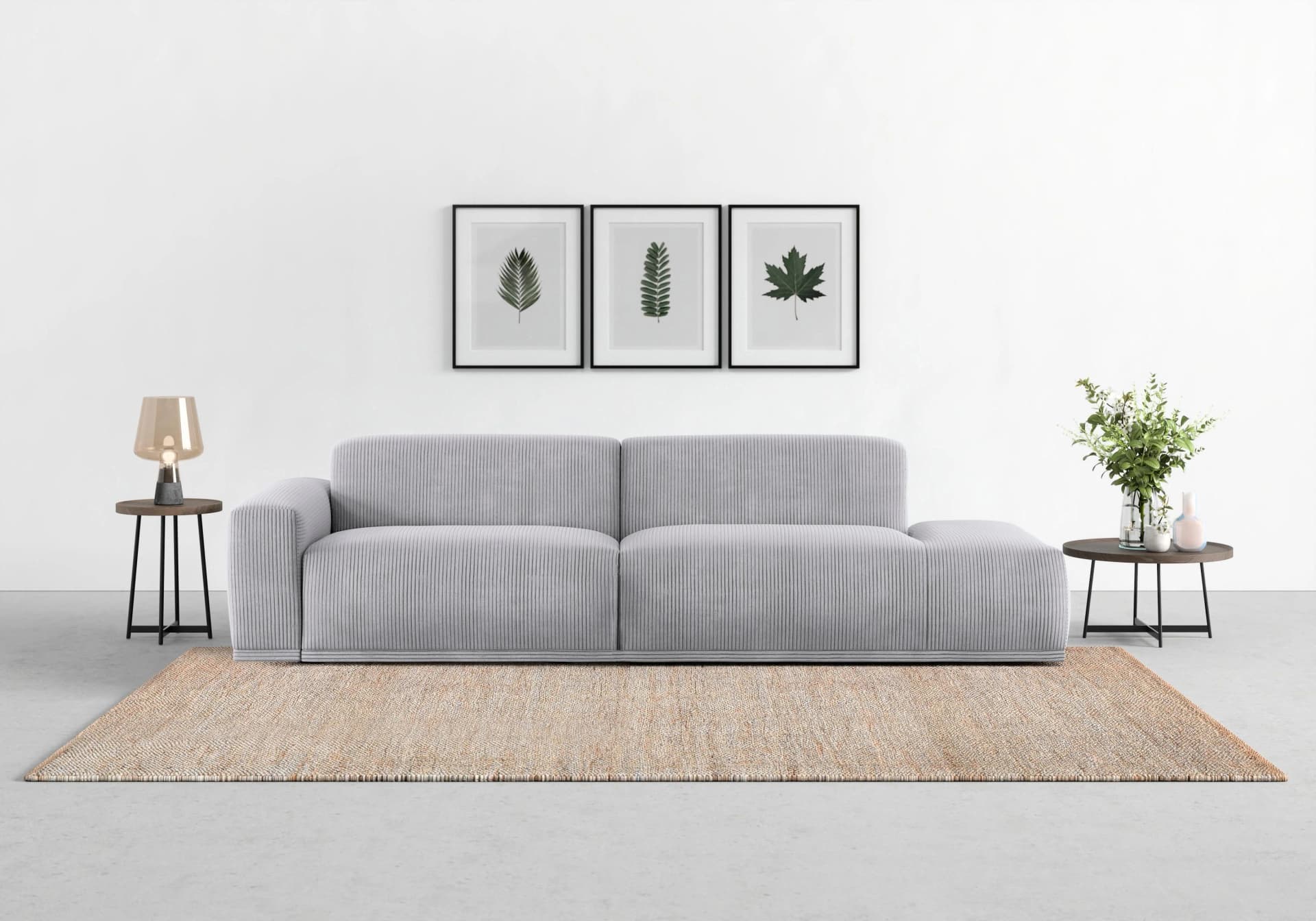 TRENDMANUFAKTUR Braga Big-Sofa Grau 4-Sitzer mit Kaltschaum