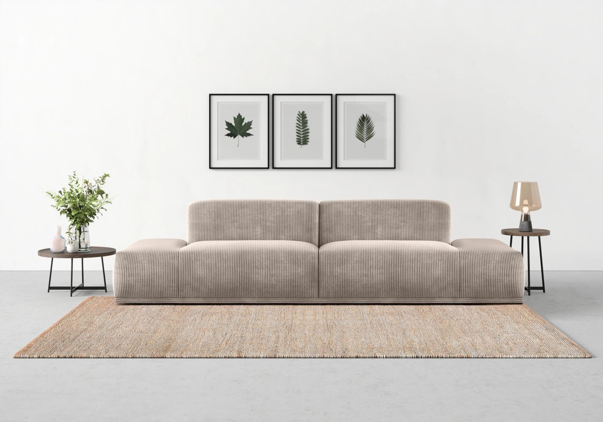Trendmanufaktur Braga Big-Sofa Beige 4-Sitzer mit Kaltschaum