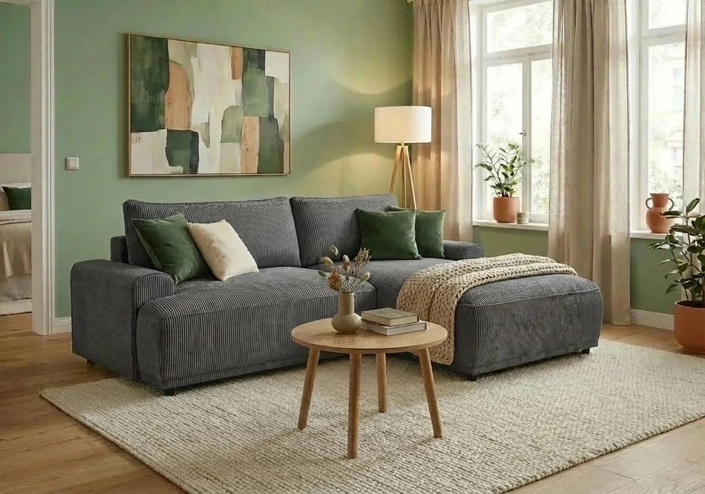 Trendmanufaktur Ecksofa Fordon mit Bettkasten und Schlaffunktion, Grau