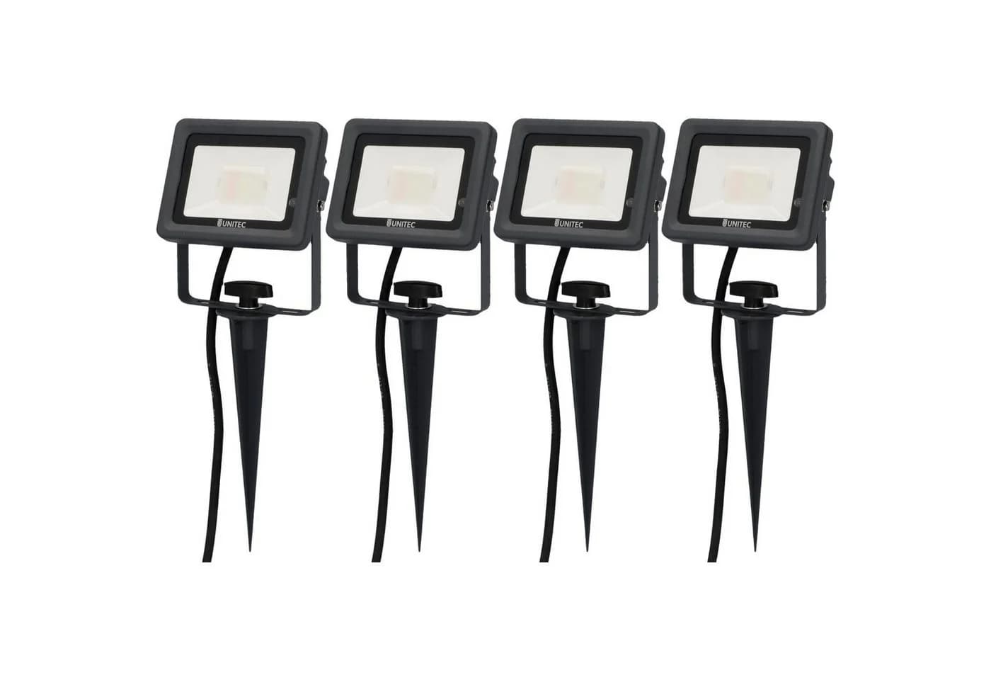 UNITEC LED Gartenstrahler 4x Schwarz/Bunt IP65 Fernbedienung