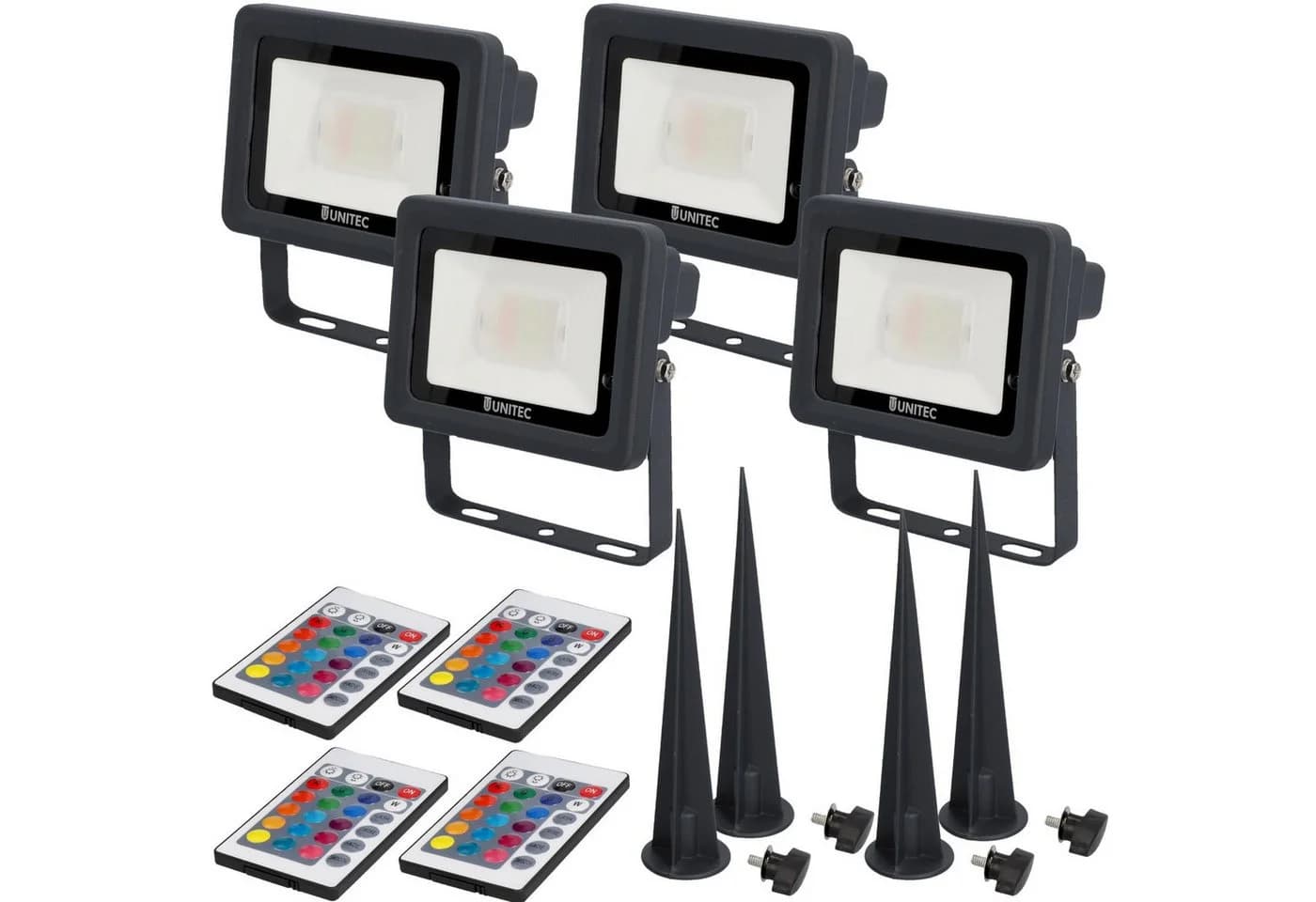 UNITEC LED Gartenstrahler 4x Schwarz/Bunt IP65 Fernbedienung - Bild 2