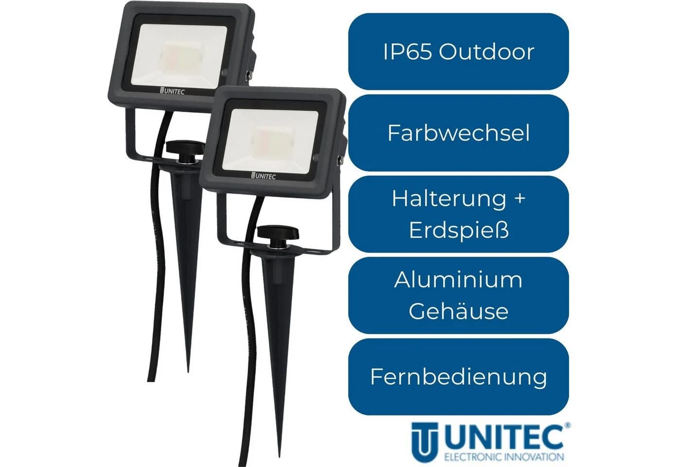 UNITEC LED Gartenstrahler 4x Schwarz/Bunt IP65 Fernbedienung - Bild 4