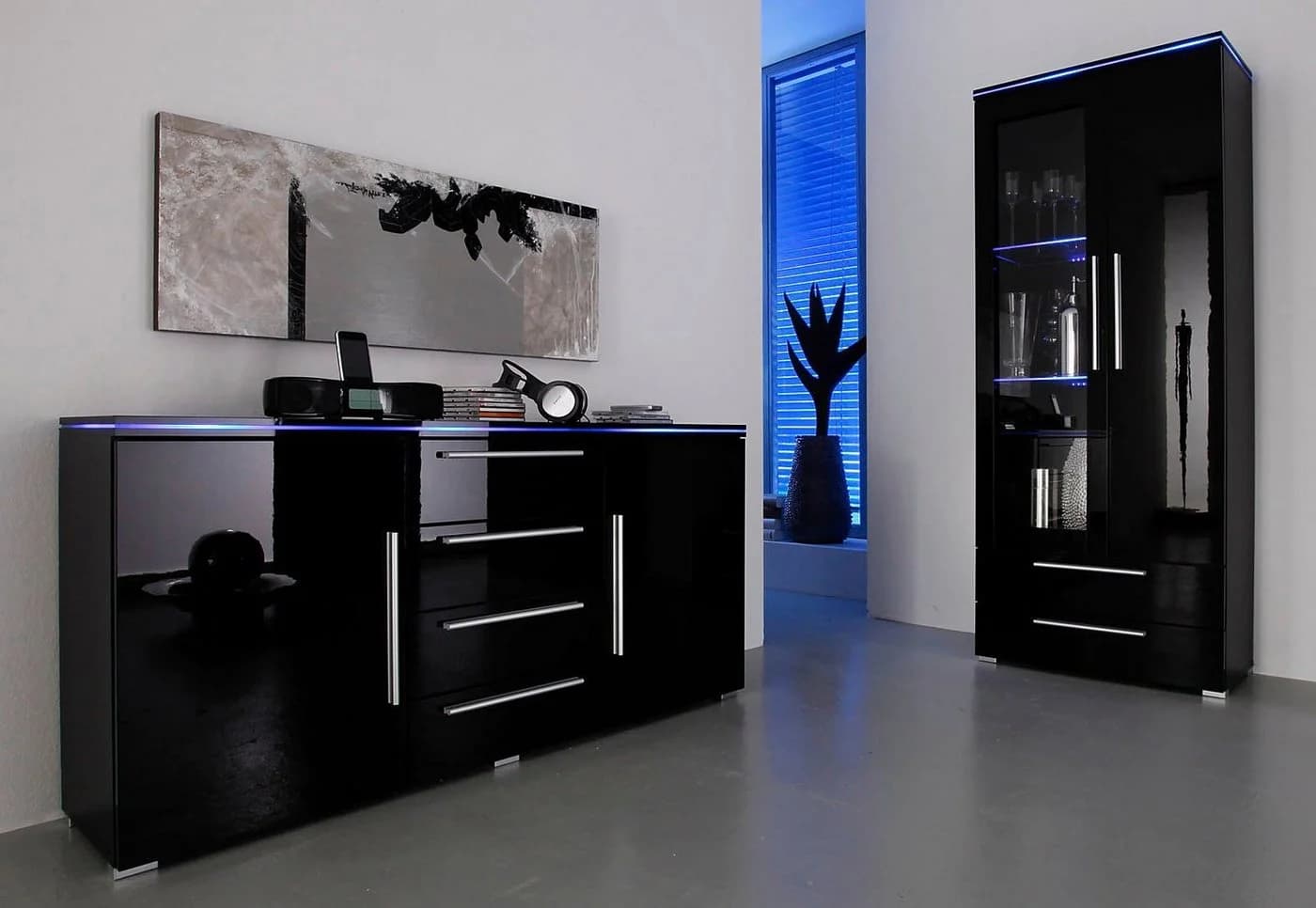 HÖLTKEMEYER Sideboard Line Schwarz Hochglanz