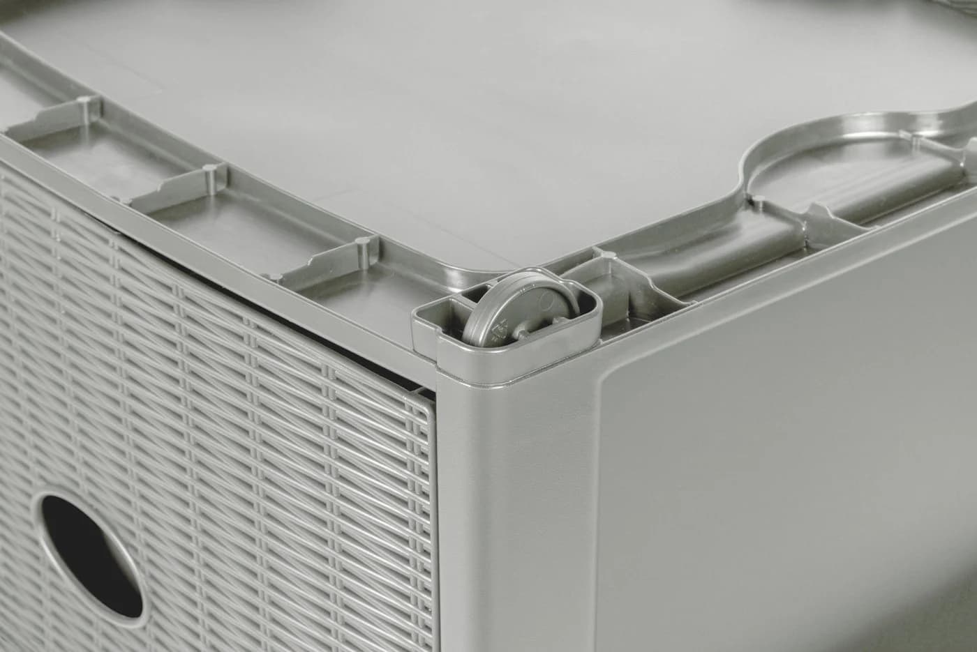 Kreher Rollcontainer 4 Schubladen Rattan Design Weiß/Braun