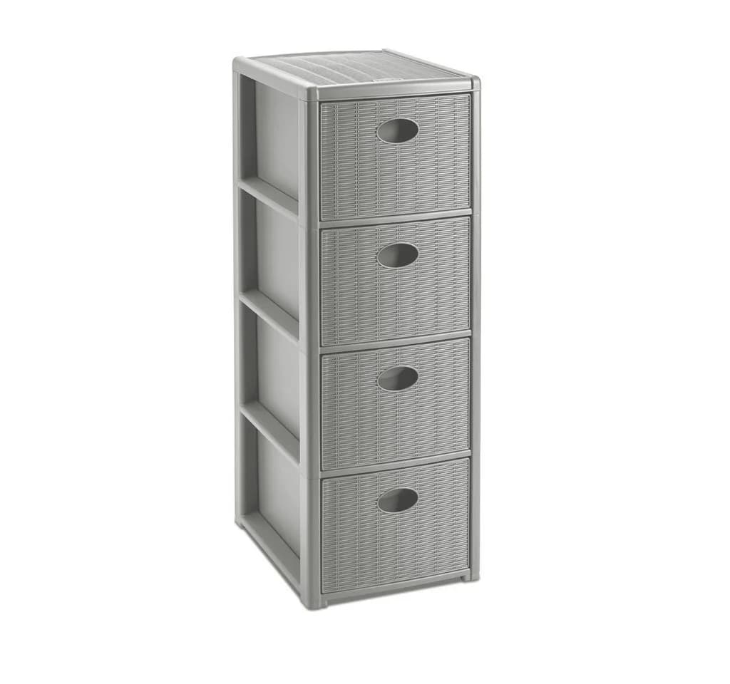 Kreher Rollcontainer 4 Schubladen Rattan Design Weiß/Braun - Bild 2