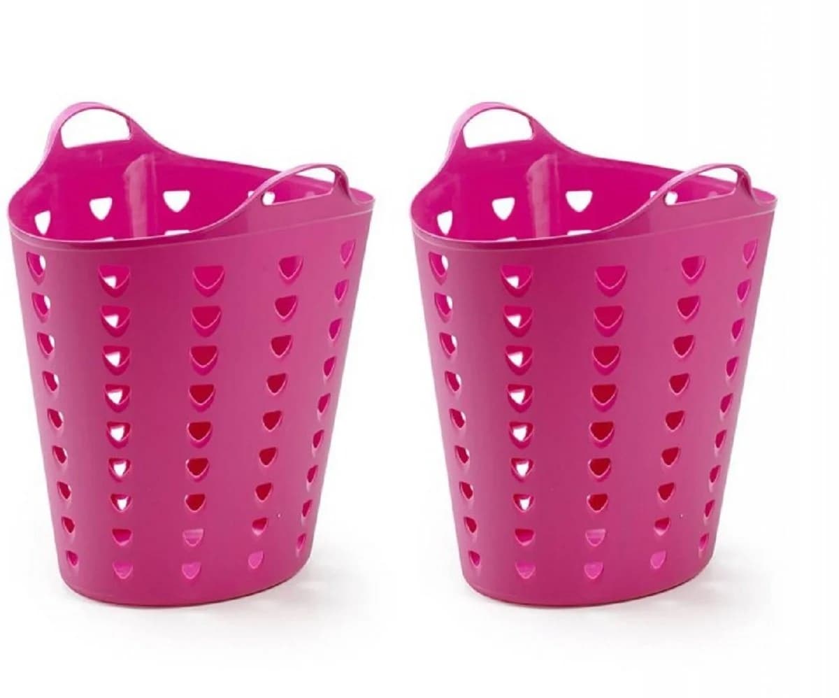 Kreher Aufbewahrungskorb Set 2x 65 Liter Rosa/Blau Flexibel - Bild 2