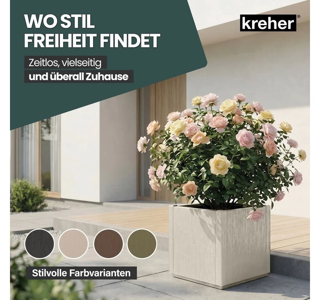 Kreher Pflanzkübel 'Ethica' Beige Strukturierter Kunststoff - Bild 3