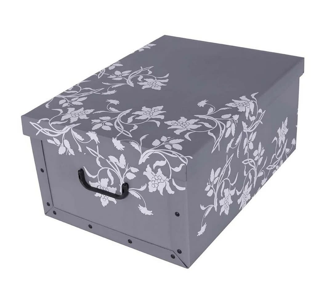 Kreher Aufbewahrungsbox Dekokarton Blumen Barock Grau - Bild 2