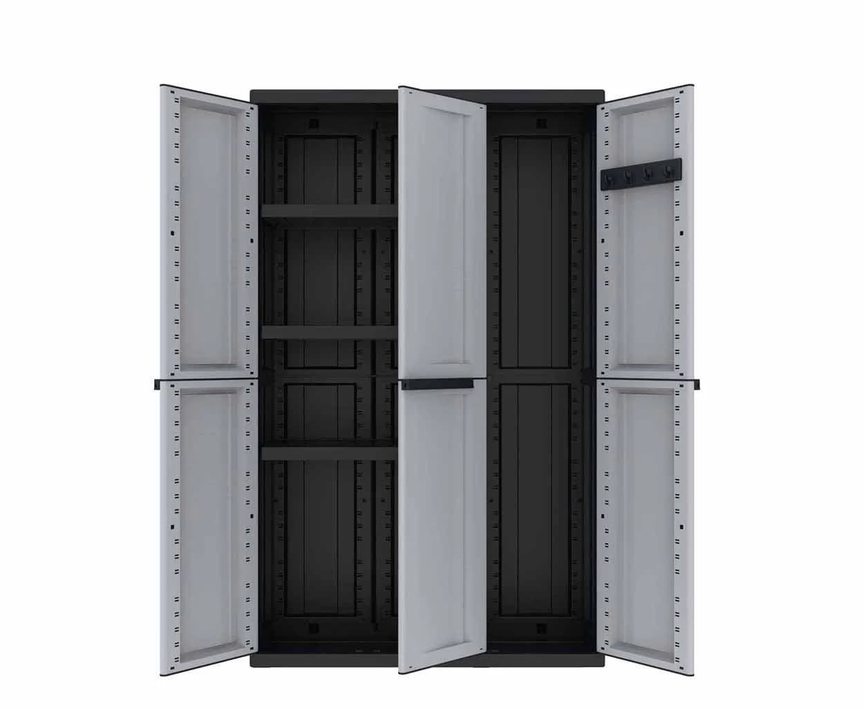 Kreher Mehrzweckschrank C-Twist 3-türig Grau/Schwarz Kunststoff