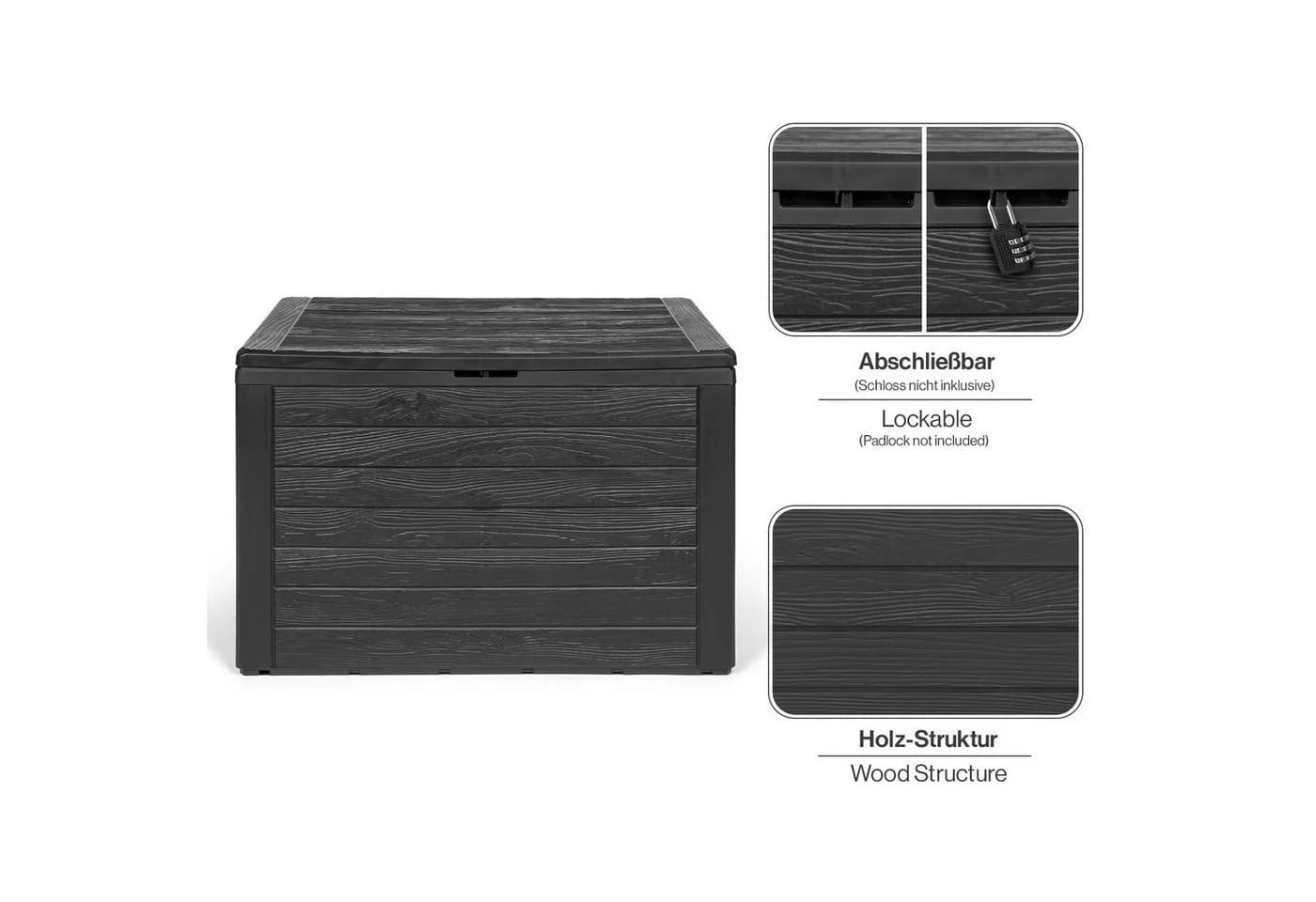Kreher Kissenbox 'Wood' Holz Optik Anthrazit Aufbewahrungsbox - Bild 3