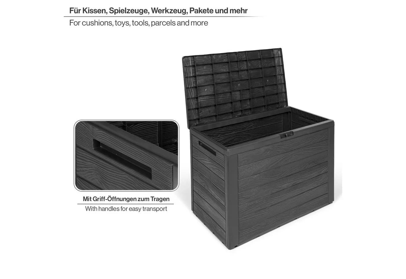 Kreher Kissenbox 'Wood' Holz Optik Anthrazit Aufbewahrungsbox - Bild 4