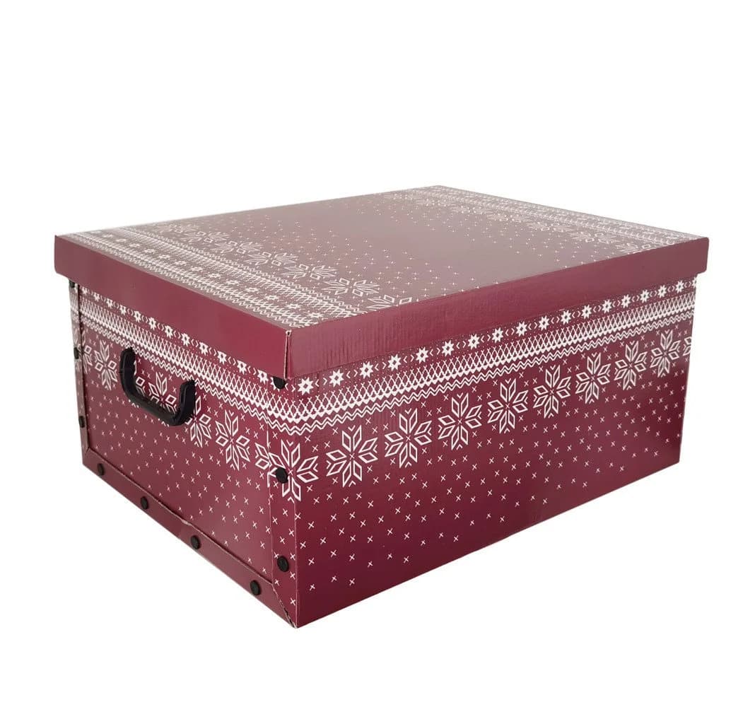 Kreher Aufbewahrungsbox Karton Red Snowflake für Christbaumkugeln - Bild 3