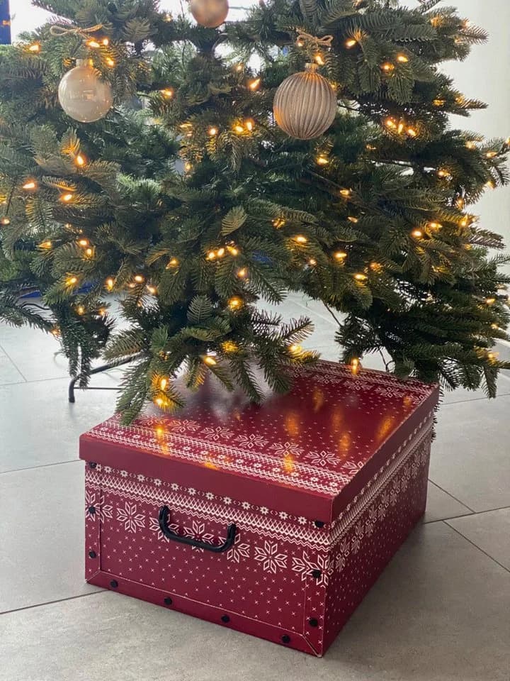 Kreher Aufbewahrungsbox Karton Red Snowflake für Christbaumkugeln - Bild 5