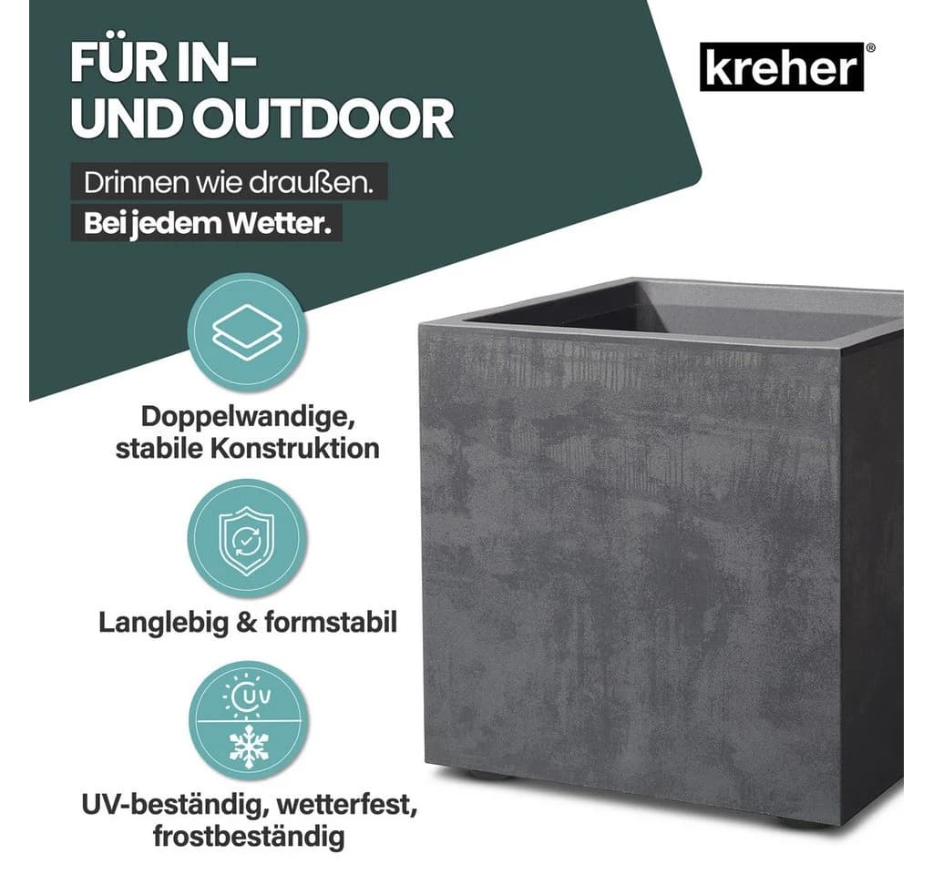 Kreher Blumenkasten Millennium Naturstein Optik Anthrazit - Bild 4