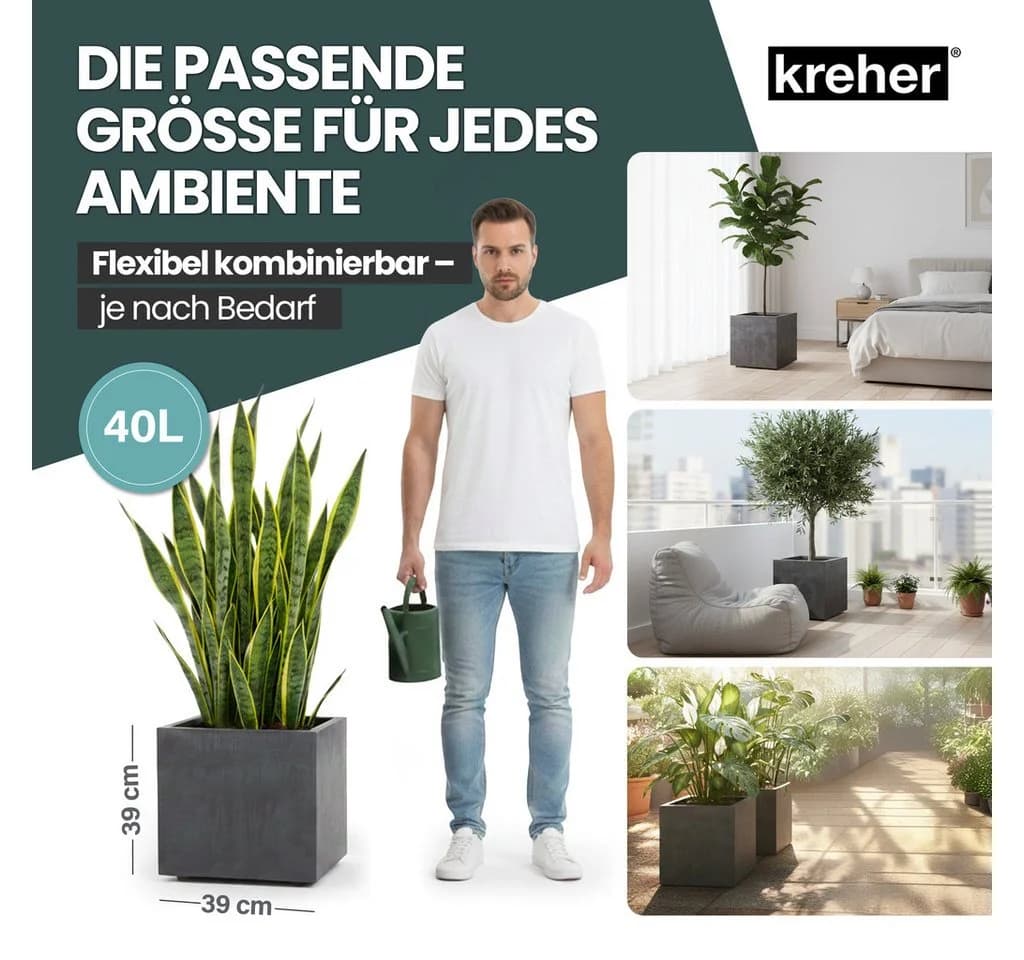Kreher Blumenkasten Millennium Naturstein Optik Anthrazit - Bild 5