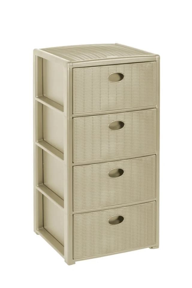 Kreher Rollcontainer 4 Schubladen Rattan Design Kaschmir Beige - Bild 2