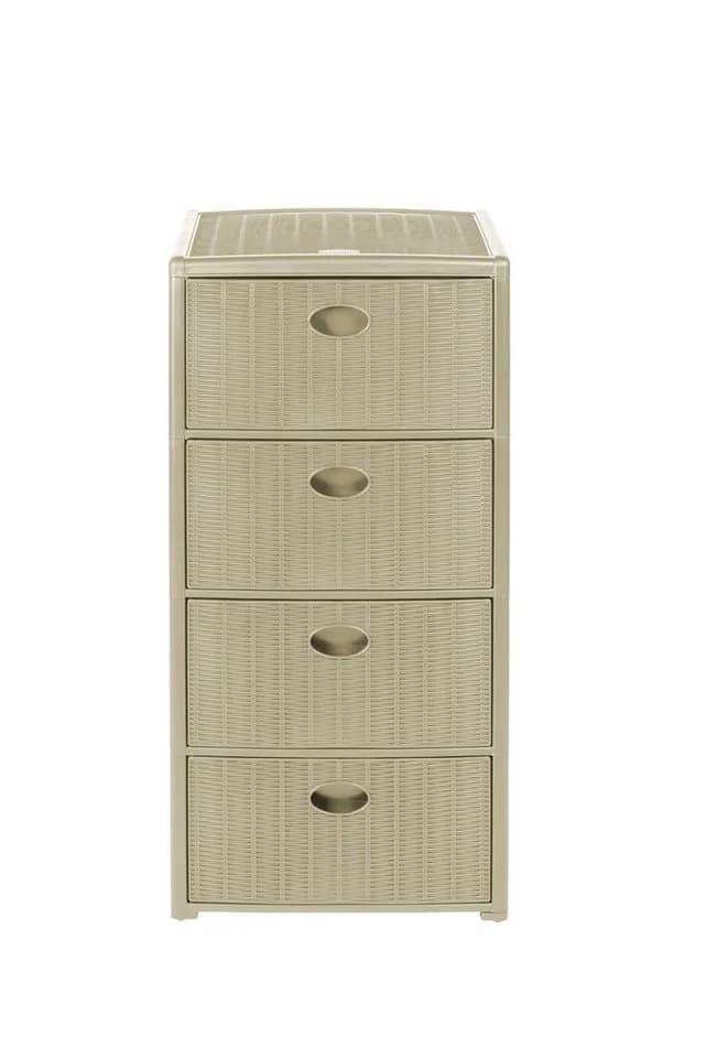 Kreher Rollcontainer 4 Schubladen Rattan Design Kaschmir Beige - Bild 3