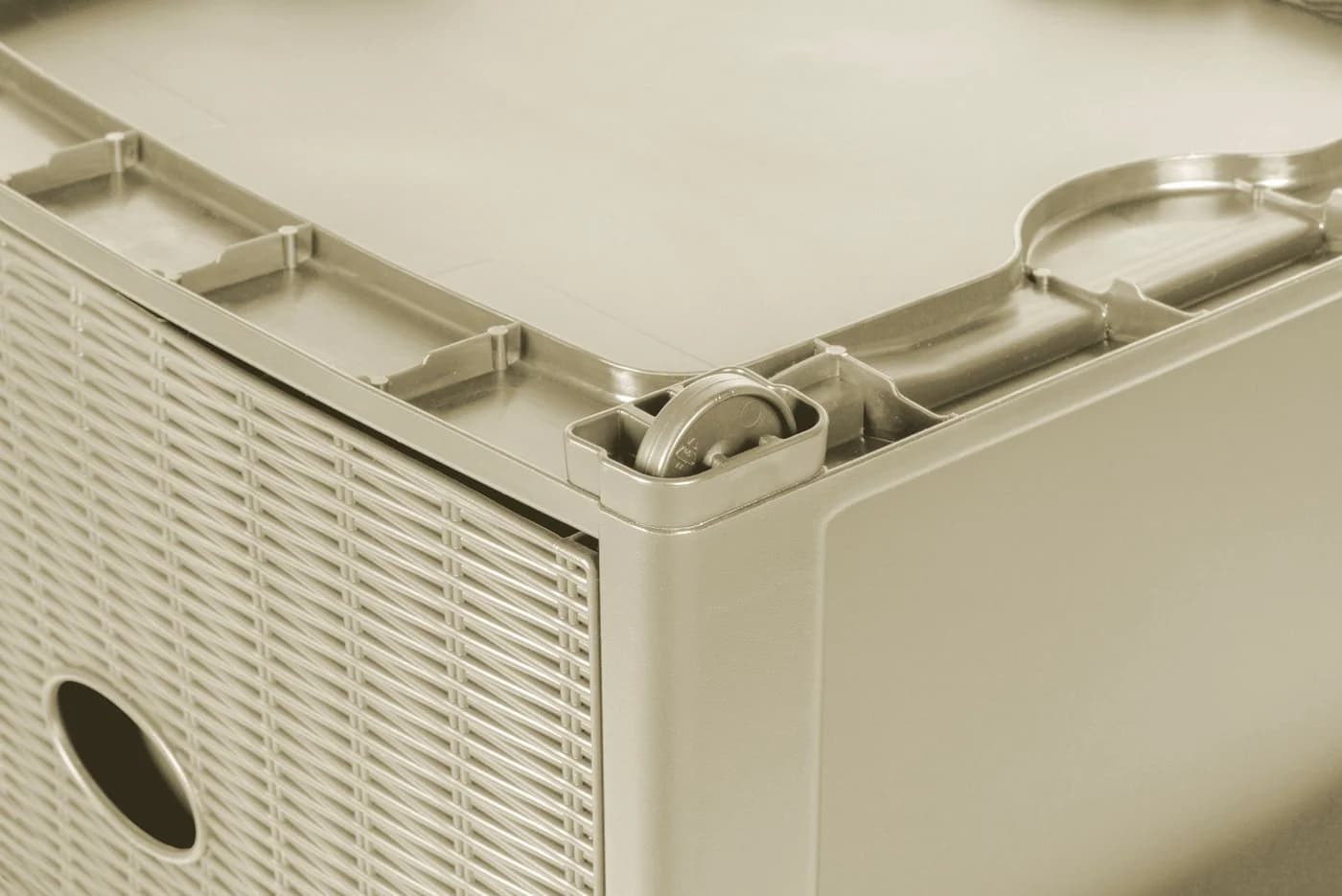 Kreher Rollcontainer 4 Schubladen Rattan Design Kaschmir Beige - Bild 4