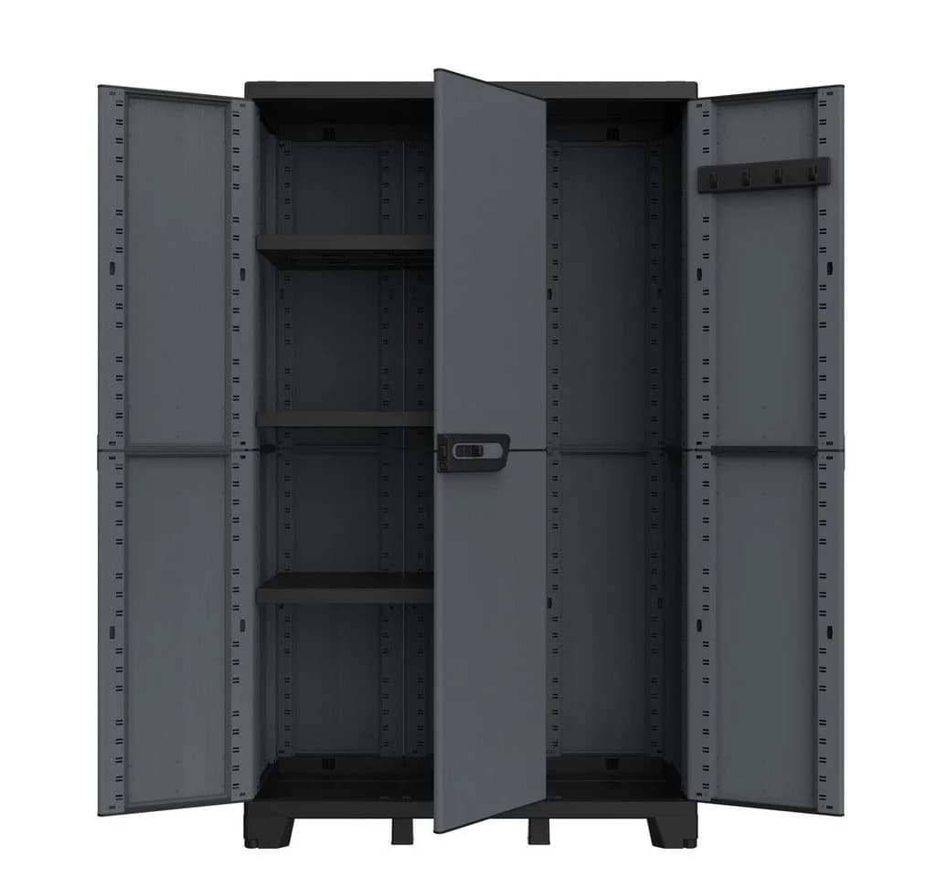 Kreher Mehrzweckschrank Dreitüriger Kunststoffschrank Ardesia Anthrazit - Bild 2
