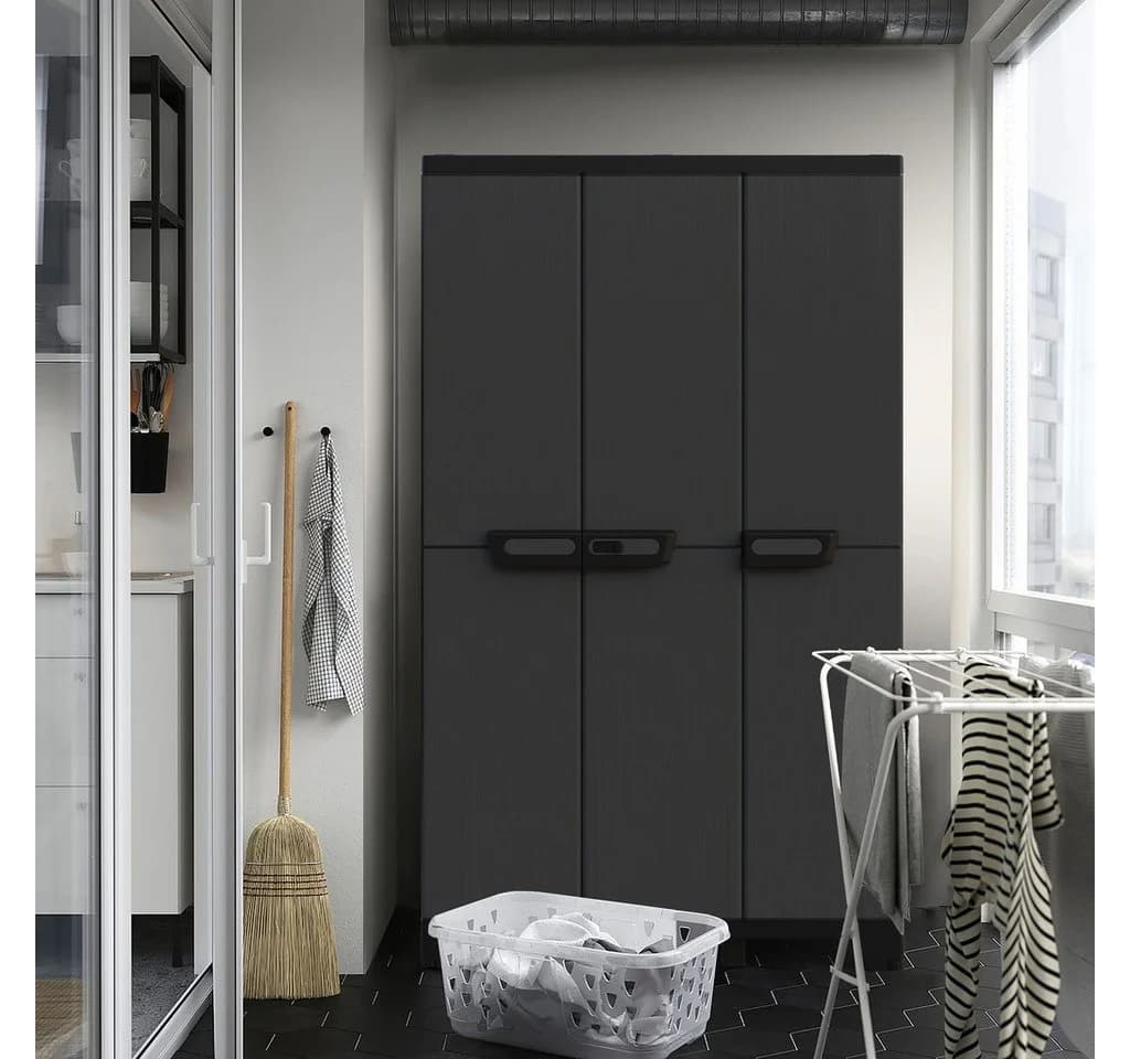 Kreher Mehrzweckschrank Dreitüriger Kunststoffschrank Ardesia Anthrazit - Bild 3