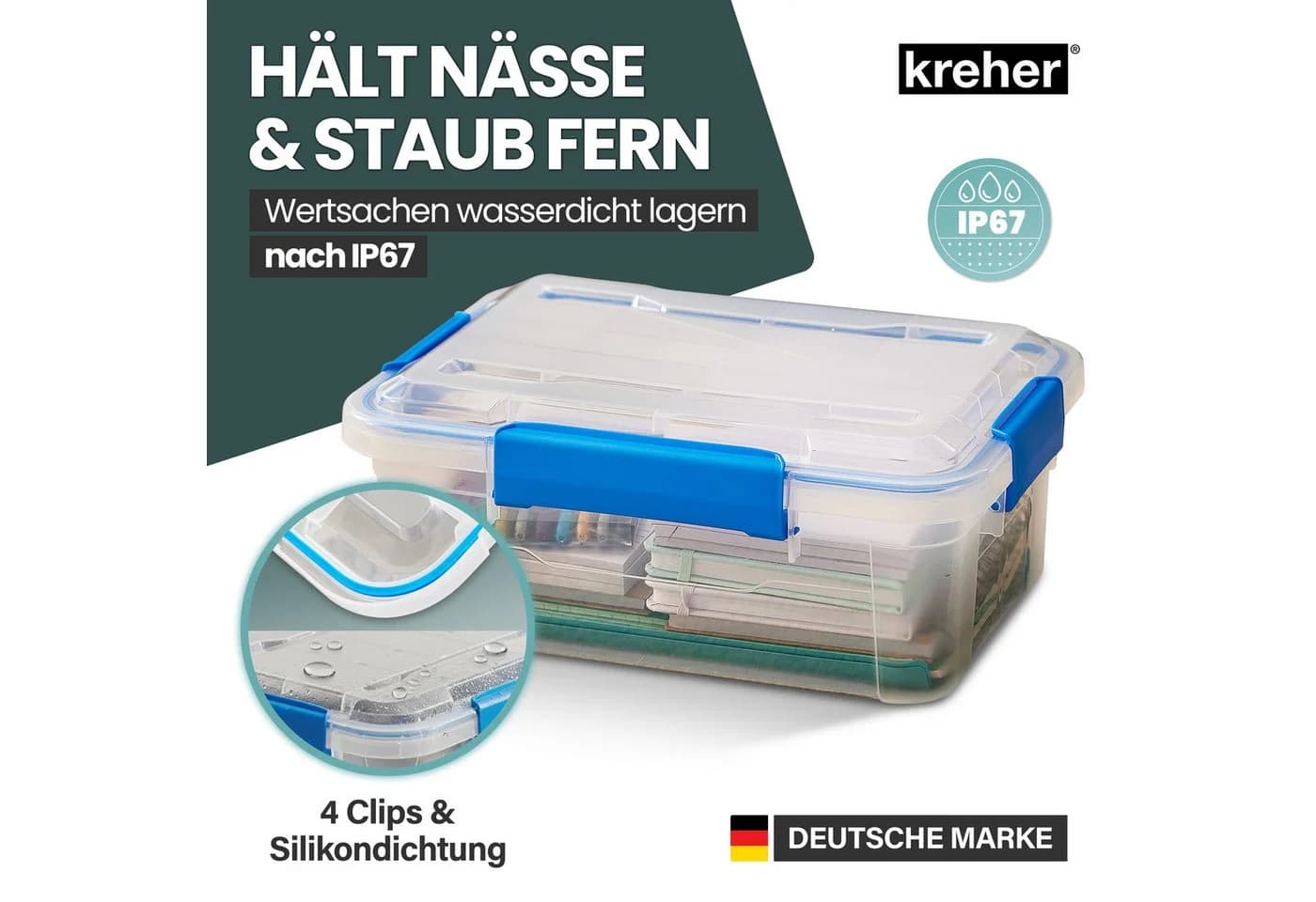 Kreher Aufbewahrungsbox IP67 wasserdicht mit Deckel