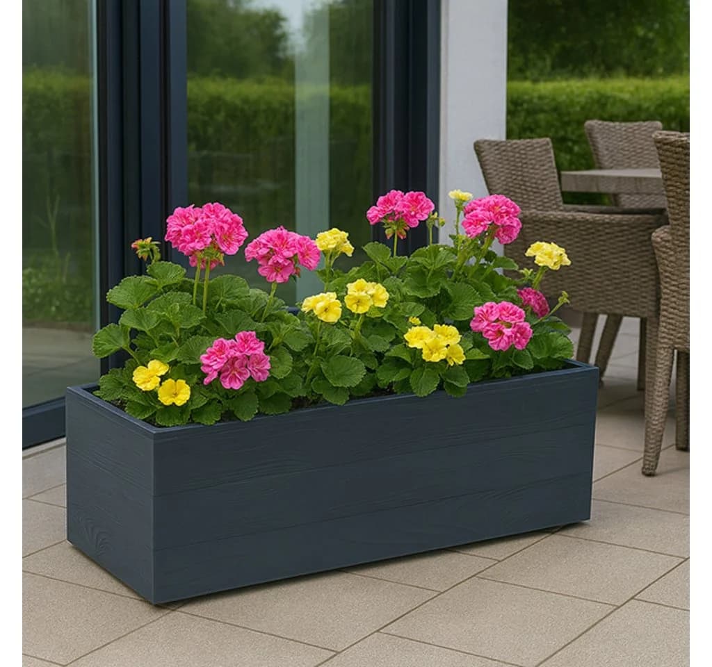 Kreher Blumenkasten XXL "Eco Wood" Anthrazit Kunststoff