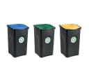 Kreher Mülltrennsystem Set 3x 50L Abfalleimer Blau Grün Gelb Bild 2