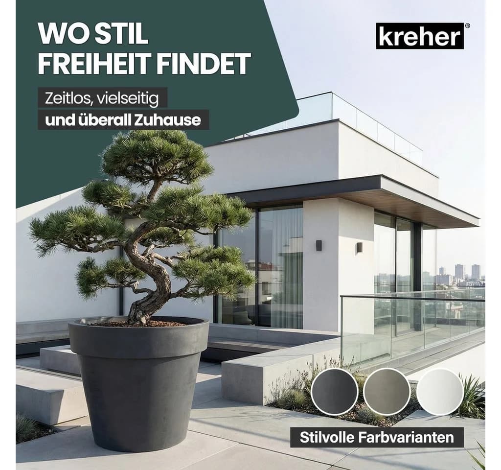 Kreher Pflanzkübel Set 'LIKE' XXL + XL - Anthrazit - Rollbar - Bild 4