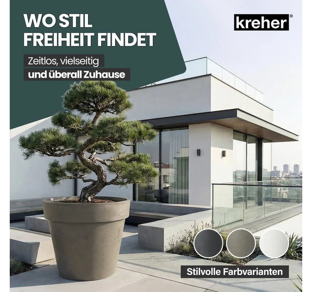 Kreher Pflanzkübel Set 'LIKE' XXL + XL rollbar Anthrazit Kunststoff - Bild 4