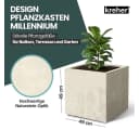 Kreher Pflanzkübel Millennium 80L 2er-Set Kunststoff Eckig Bild 1
