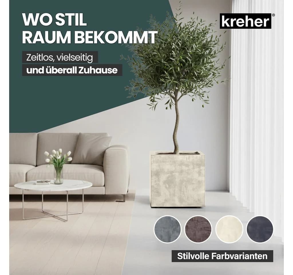 Kreher Pflanzkübel Millennium 80L 2er-Set Kunststoff Eckig - Bild 3