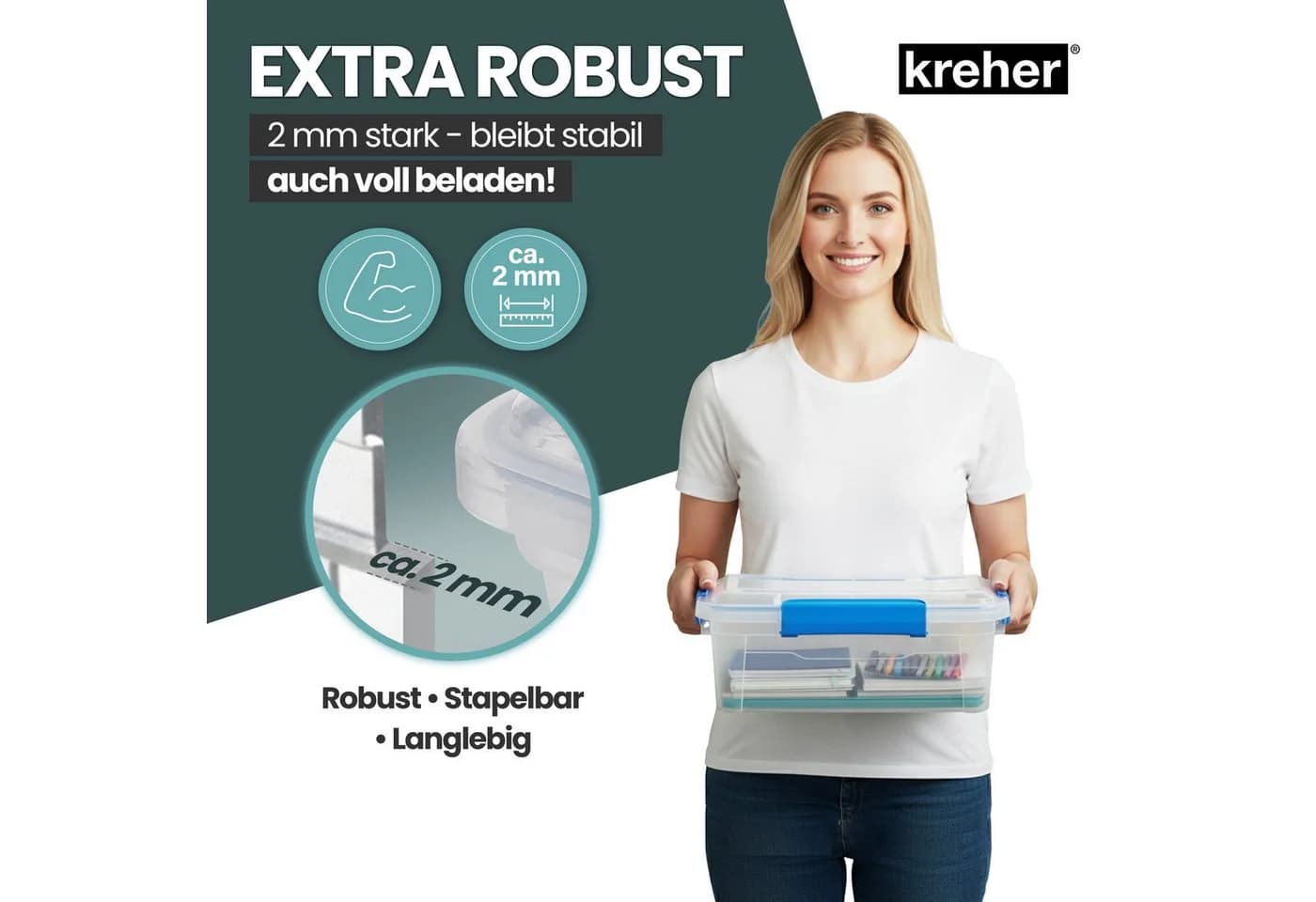 Kreher Aufbewahrungsbox IP67 mit Deckel und Dichtungsring (2 St) - Bild 4