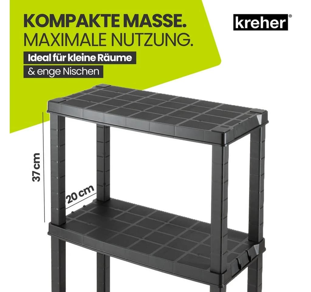 Kreher Standregal Neo Kunststoff Schwarz 4 Böden - Bild 4