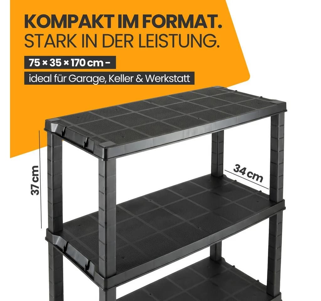 Kreher Schwerlastregal Evo 5 Böden Kunststoff Schwarz - Bild 3