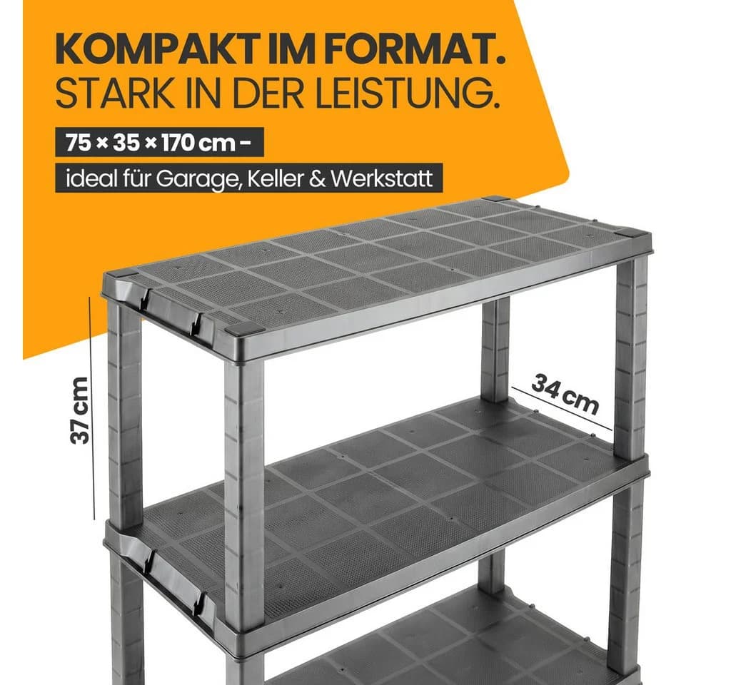 Kreher Schwerlastregal Evo 5 Böden Grau Kunststoff - Bild 3