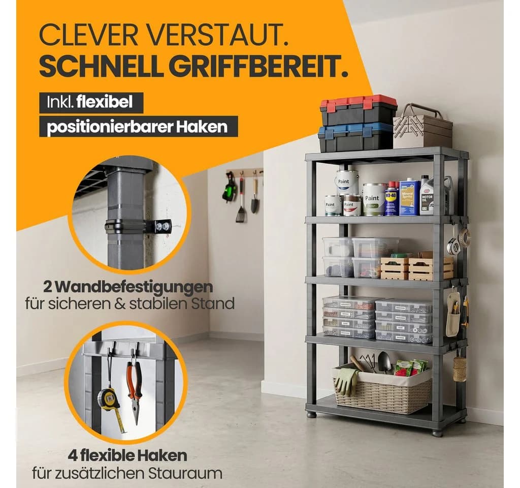 Kreher Schwerlastregal Evo 5 Böden Grau Kunststoff - Bild 5