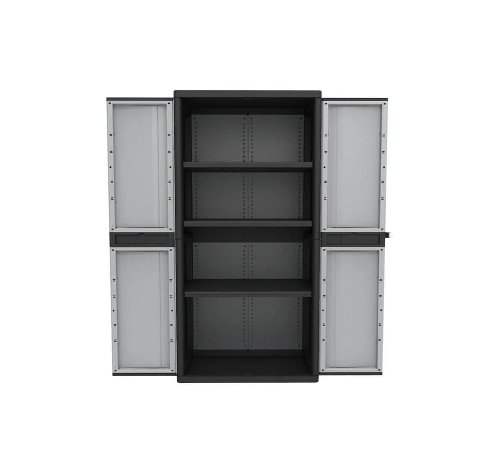 Kreher Jumbo XXL Kunststoffschrank mit 3 Böden Schwarz/Grau - Bild 2