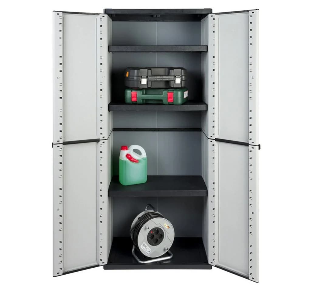 Kreher Mehrzweckschrank Kunststoffschrank J-Line 3 Böden Schwarz/Grau - Bild 3