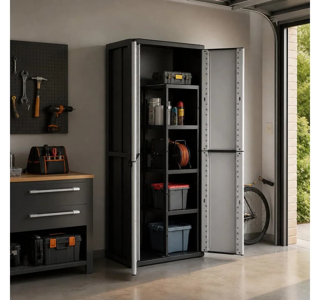 Kreher Mehrzweckschrank Kunststoffschrank 'J-Line' Schwarz/Grau - Bild 3