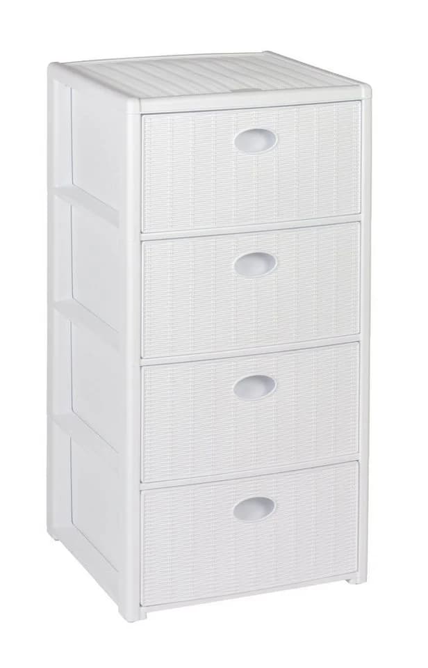 Kreher Rollcontainer 4 Schubladen Rattan Design Weiss - Bild 2